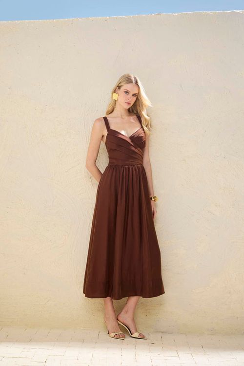 Vestido Midi Desejo - Marrom