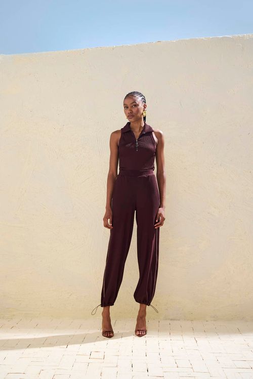 Blusa Textura Ziper - Burgundy