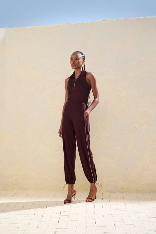 Blusa Textura Ziper - Burgundy