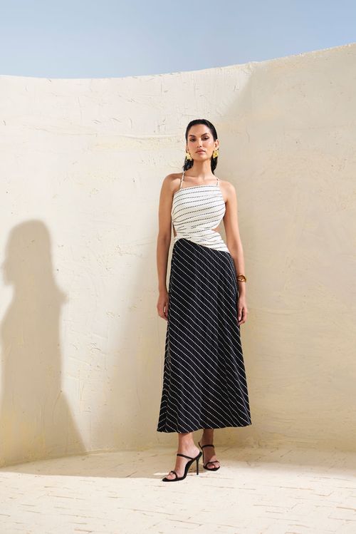 Vestido Drapê Bord Pespontos - Única