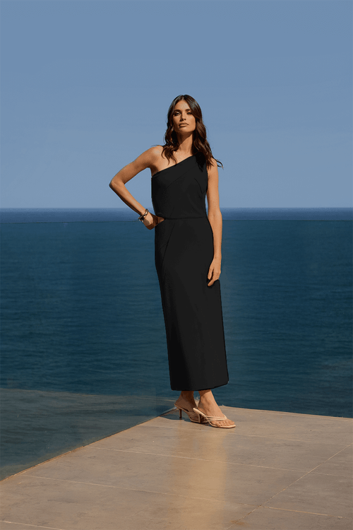 Vestido Ombro Assimétrico - Preto