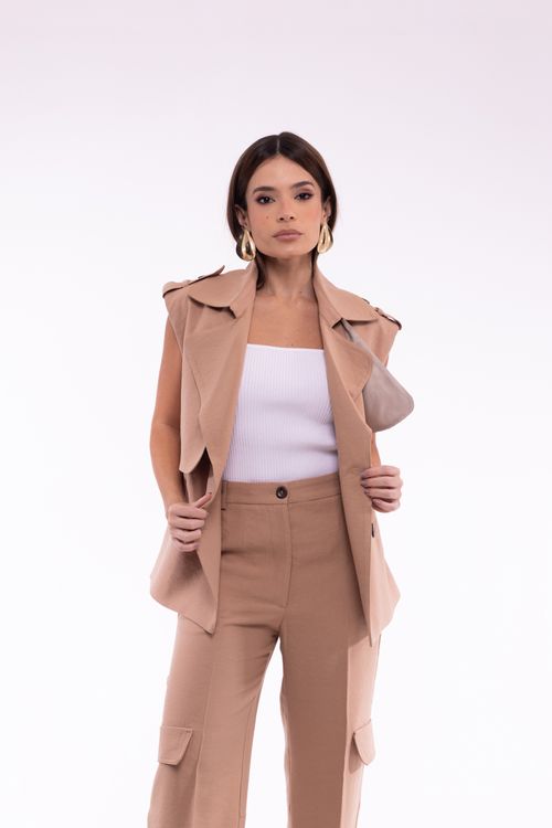 Conjunto Maxi Colete - Caqui