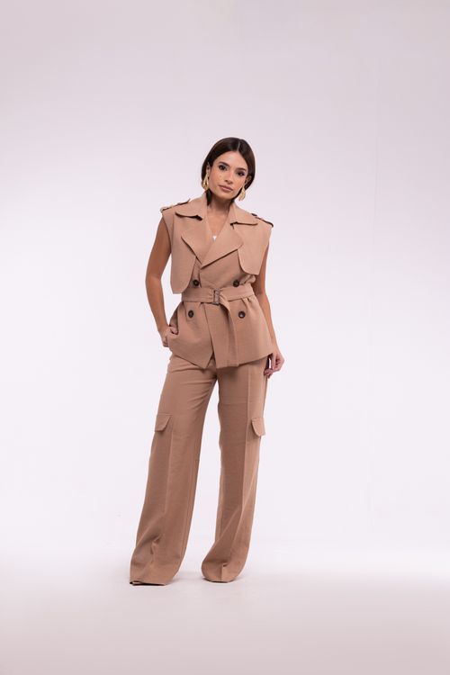 Conjunto Maxi Colete - Caqui