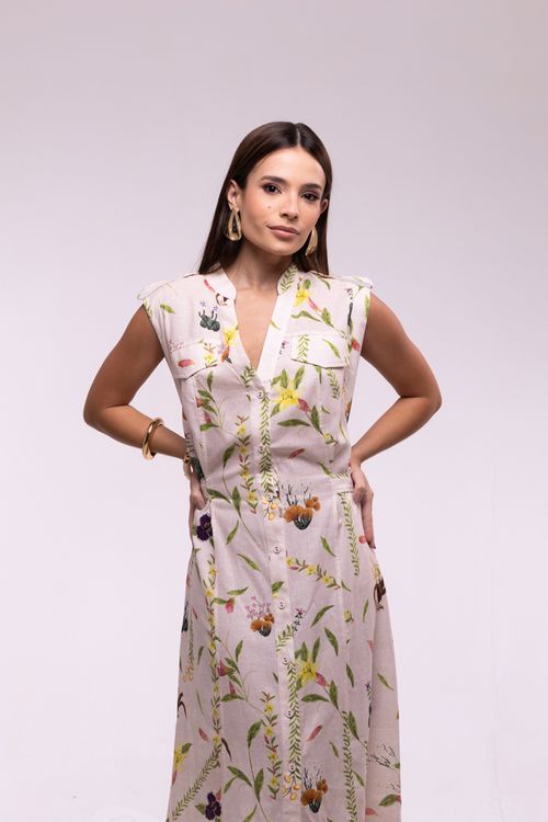 Chemisier Floral Exclusivo - Única