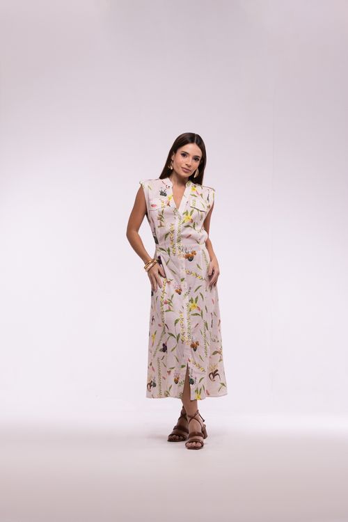 Chemisier Floral Exclusivo - Única