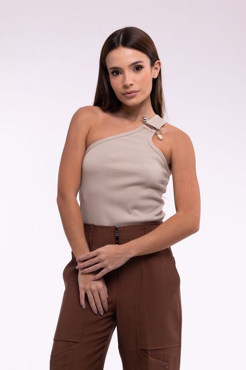 Blusa Rib Metal - Caqui