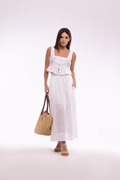 Conjunto Bord Floral Exclusivo - Off White