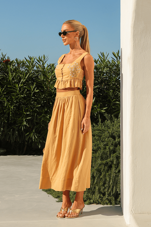 Conjunto Bord Floral Exclusivo - Mostarda