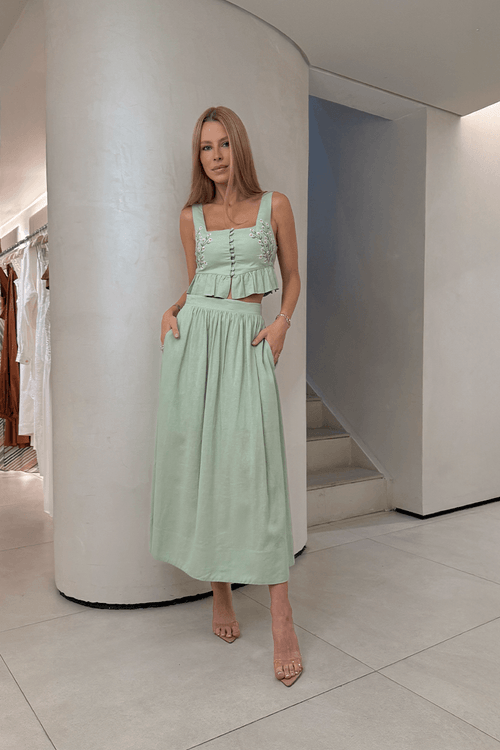 Conjunto Bord Floral Exclusivo - Verde Fresh