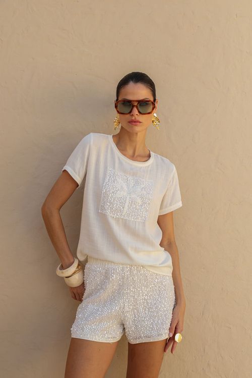 Blusa Coqueiro Paetê - Única