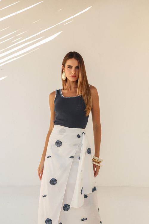 Saia Ocean Bordada - Única