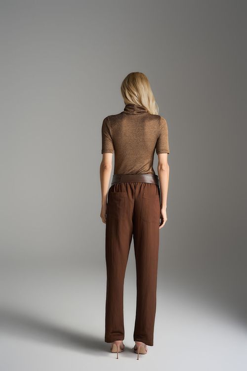 Blusa Metal Manga - Marrom