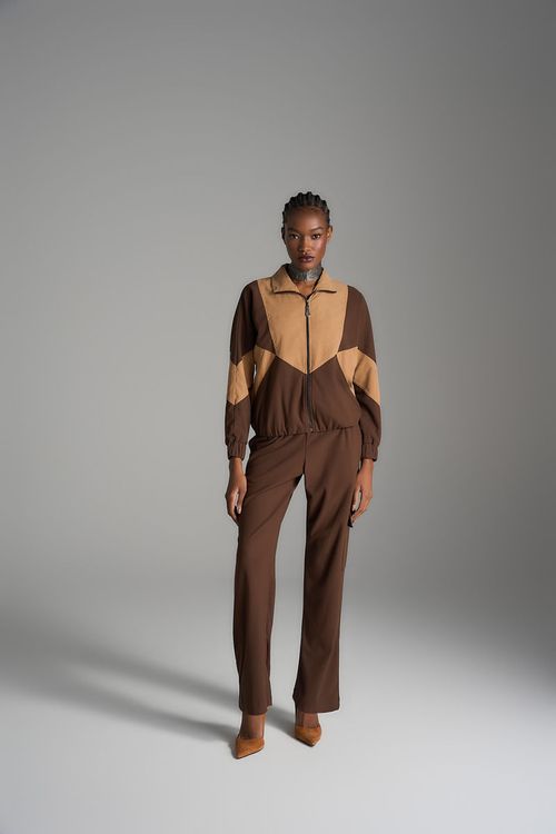 Conjunto Recortes Sportwear - Marrom / Caqui