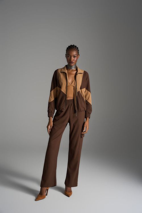 Conjunto Recortes Sportwear - Marrom / Caqui