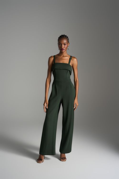 Macacão Decote Pregas - Olive