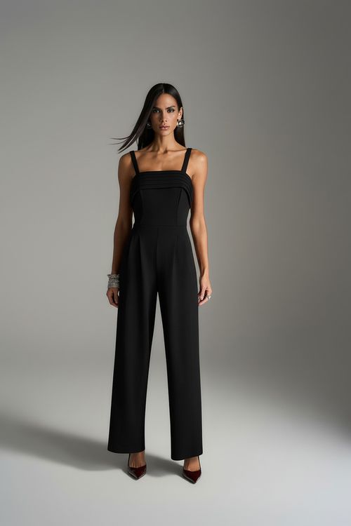 Macacão Decote Pregas - Preto