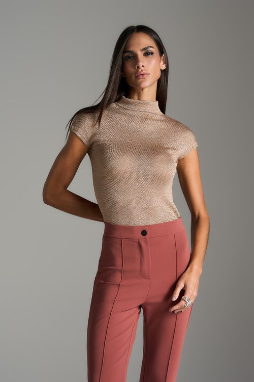 Blusa Malha Metal - Champagne