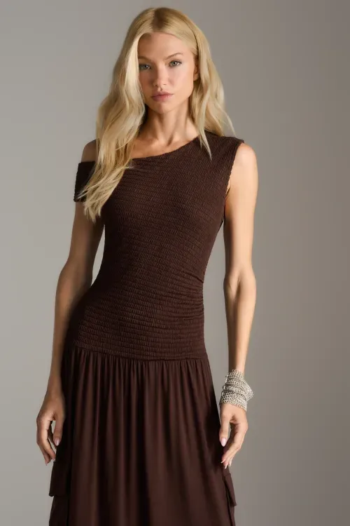 Vestido Malha Texture - Coffee