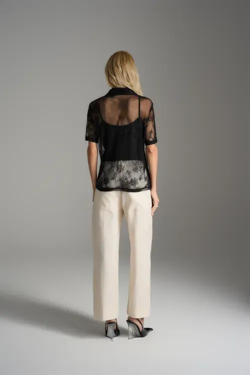 Blusa Polo Renda - Preto