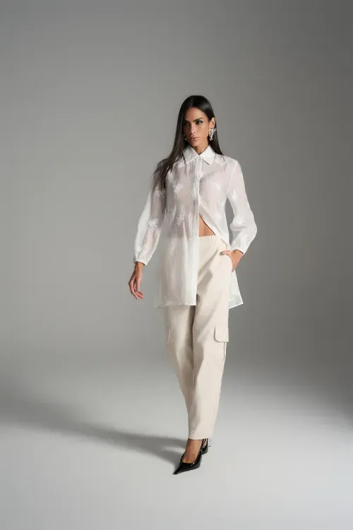 Camisa Voil Bordado - Off White