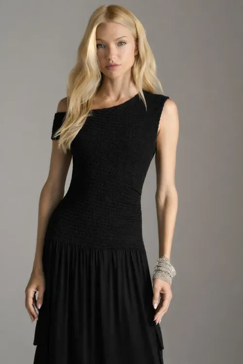 Vestido Malha Texture - Preto