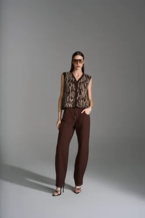 Colete Tricot Animal - Coffee