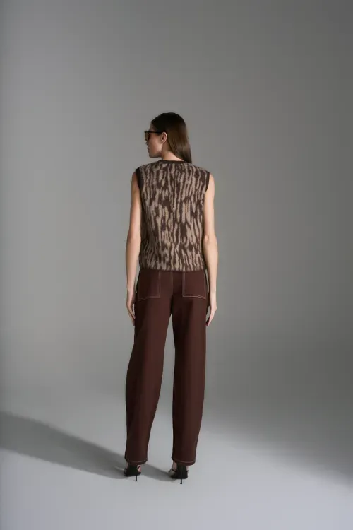 Colete Tricot Animal - Coffee