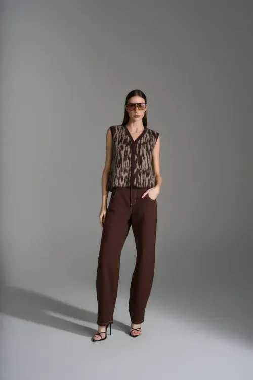 Colete Tricot Animal - Coffee