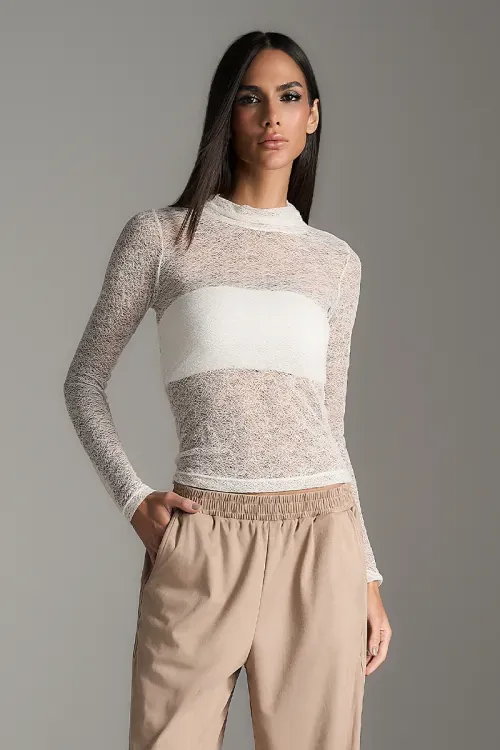 Blusa Trama Manga Longa - Off White