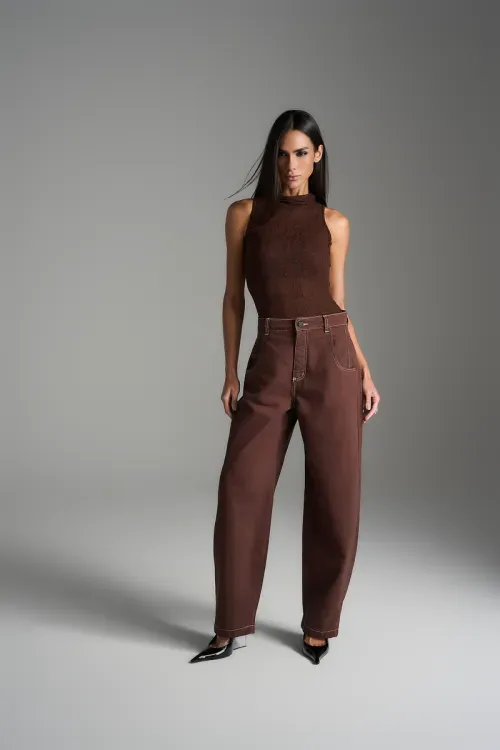 Blusa Trama Cava Americana - Choco