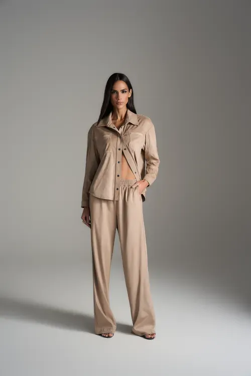 Calça Jogger Suede - Bege