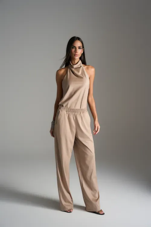 Calça Jogger Suede - Bege