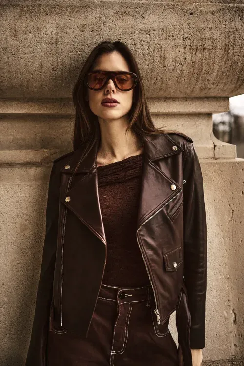 Jaqueta Couro Biker - Coffee