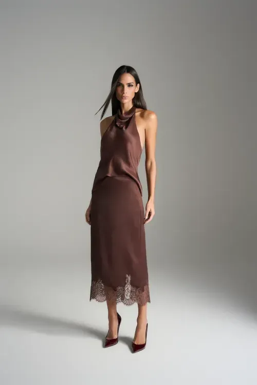 Saia Renda Glam - Coffee