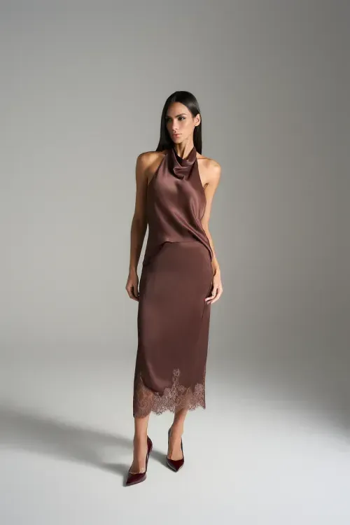 Saia Renda Glam - Coffee