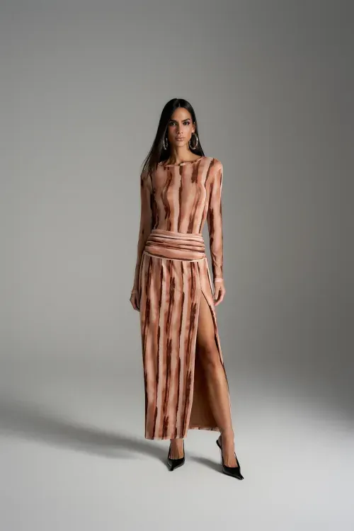 Blusa Tule Stripe Marmorizada - Única