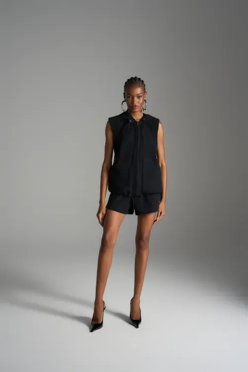 Conjunto Colete Moletom Poa - Preto