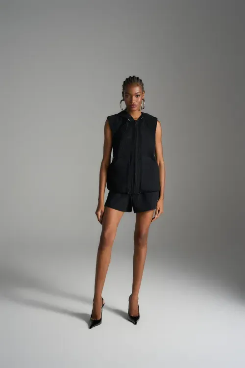 Conjunto Colete Moletom Poa - Preto