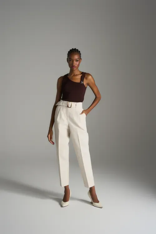 Blusa Assimétrica Botões - Coffee
