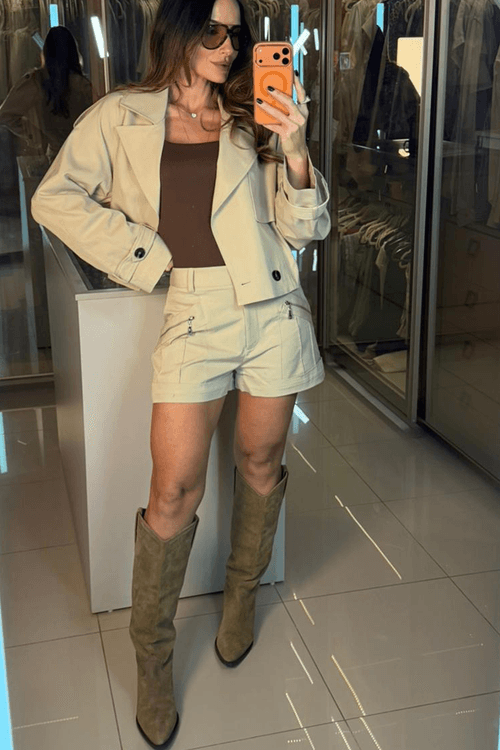 Blusa Rib Decote Quadrado - Marrom