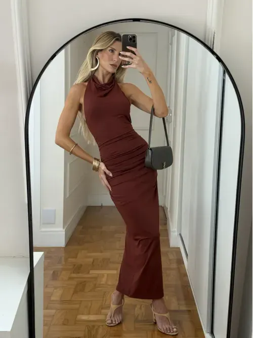 Vestido Jersey Frente Única - Cabernet