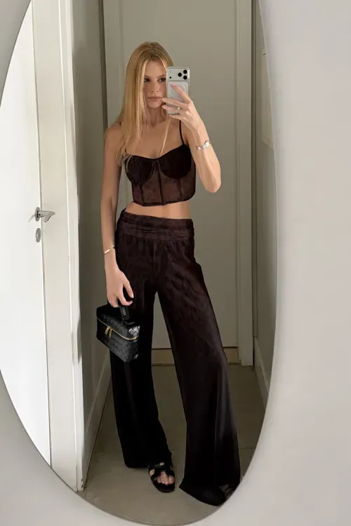 Corset Tule Animal Print - Marrom/Preto