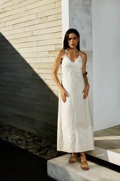 Vestido 100% Linho - Natural