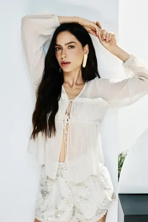 Blusa Franzida Com Top - Natural