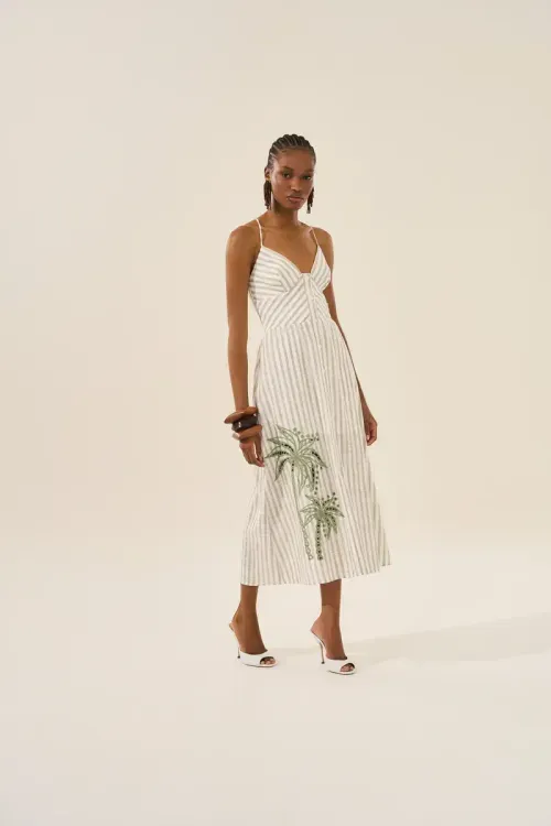 Vestido Listrado Coqueiro - Única