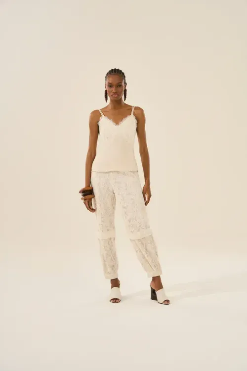 Calça Renda Couture - Natural