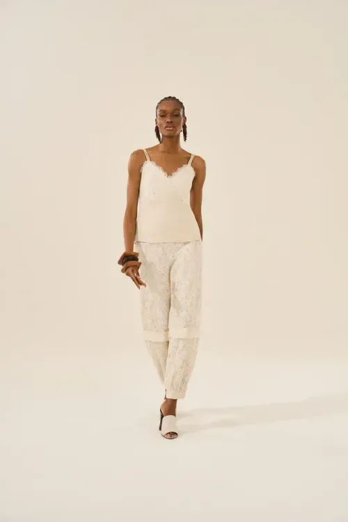 Calça Renda Couture - Natural