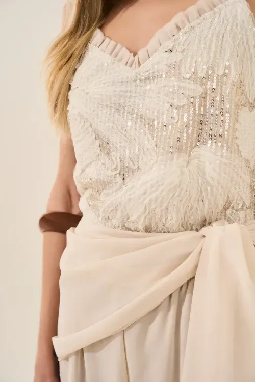 Blusa Embroidery Babado - Natural