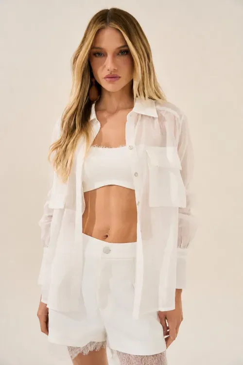 Conjunto Camisa E Top Transparência Natural - Off White