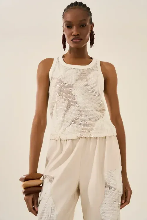 Blusa Embroidery Canelada - Natural
